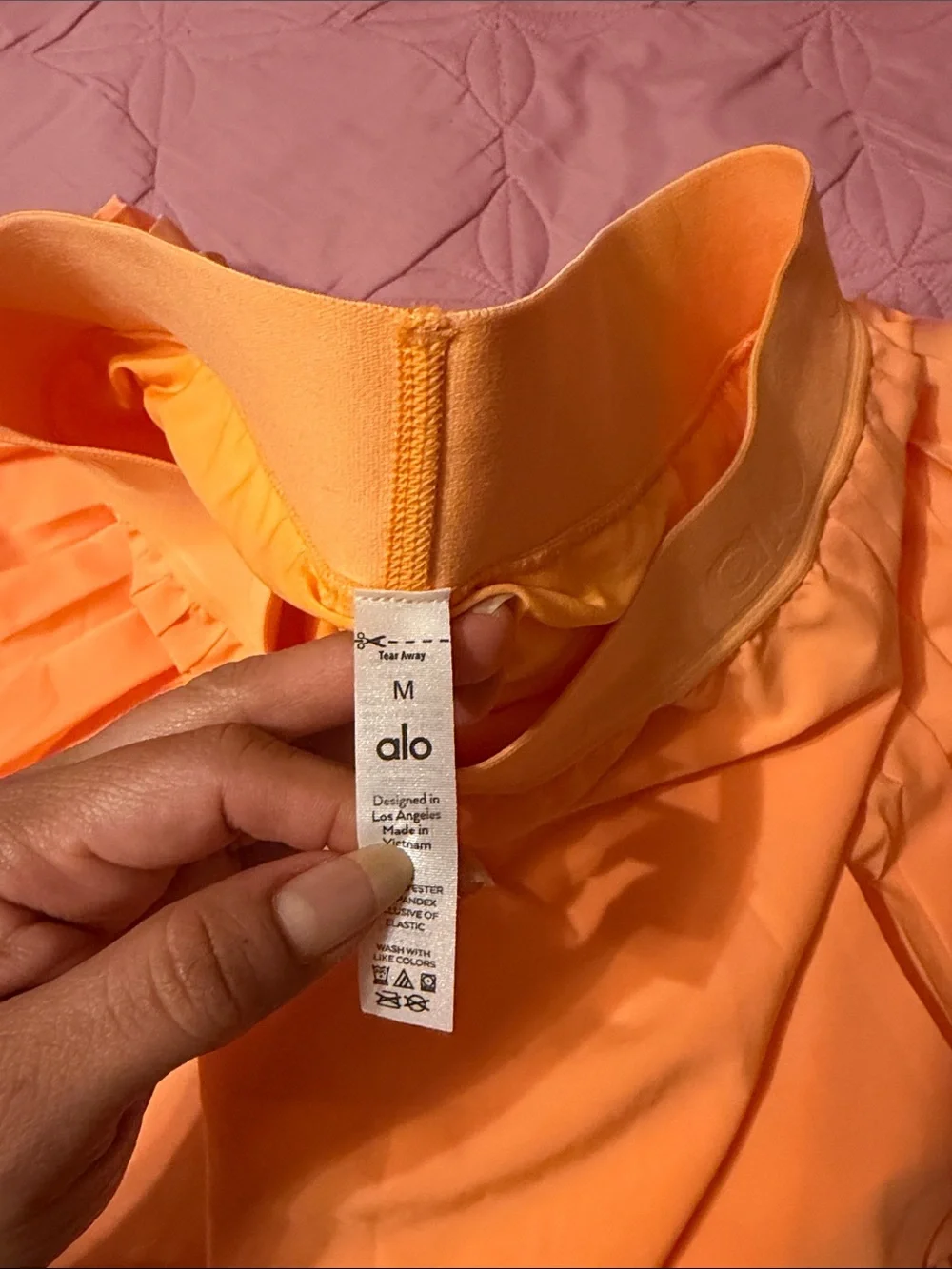 ALO Yoga Women’s Neon Orange Pleated Skirt